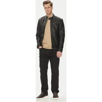 Pánská casual bunda Serge Pariente Kožená bunda Retro Černá Slim Fit XXL