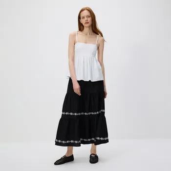 Dámská sukně Reserved - Maxi sukně s ozdobnou výšivkou - černý - 369FB-99X - 369FB-99X-L