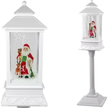 Vánoční dekorace LEANToys Vánoční lucerna 2v1 Santa Claus bílá