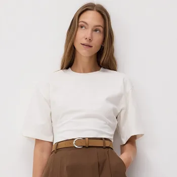 Reserved - Přiléhavé tričko - krémová - 408FS-01X - 408FS-01X-L