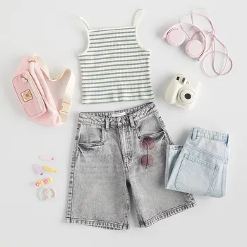 Dívčí tričko Reserved - Pruhovaný top - bledá tyrkysová - 570EX-06X - 570EX-06X-128