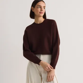 Dámský svetr Reserved - Svetr regular s viskózou - tmavě hnědá - 6605B-89X - 6605B-89X-S