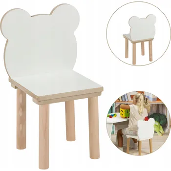 Jídelní židlička Dětská židlička Medvídek dřevěná, židlička do dětského pokoje s medvídkem