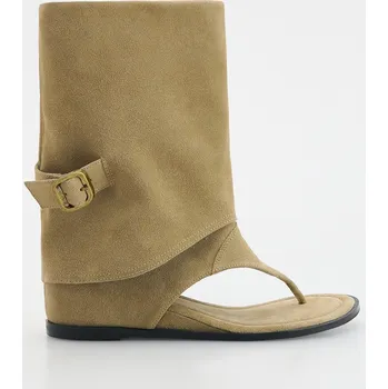 Dámské sandále Reserved - Semišové sandály s nártem - béžová - 613CP-80X - 613CP-80X-40