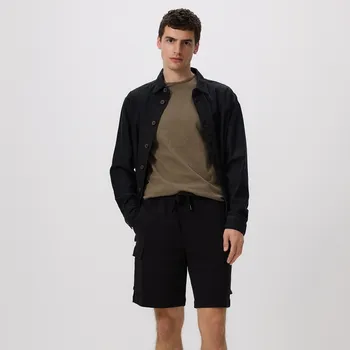 Pánské kalhoty Reserved - Bavlněné cargo kraťasy - černý - 3858C-99X - 3858C-99X-S