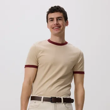 Pánské tričko Reserved - Bavlněné tričko slim fit - béžová - 064EE-08X - 064EE-08X-S