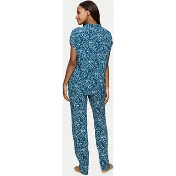 Dámské pyžamo Triumph Pyžamo Boyfriend 10222611 Modrá Relaxed Fit 42