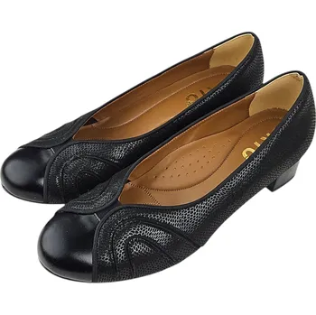 Dámské lodičky JC 232- 60L elegantní kožené lodičky s podporou klenby nožní, barva černá 37