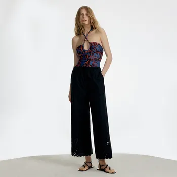 Dámské kalhoty Reserved - Kalhoty s ažurovým zakončením - černý - 971EG-99X - 971EG-99X-XS