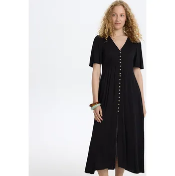 Dámské šaty Reserved - Midi šaty s překládaným výstřihem - černý - 3425P-99X - 3425P-99X-XXL