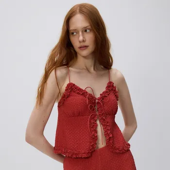 Dámský svetr Reserved - Pletené tílko - karmínová - WC381-92X - WC381-92X-L