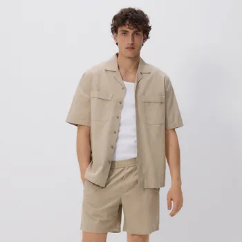 Pánské oblečení Reserved - Slim šortky s příměsí lnu - béžová - 9382N-08X - 9382N-08X-M