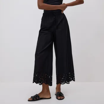 Dámské kalhoty Reserved - Kalhoty s ažurovým zakončením - černý - YT272-99X - YT272-99X-XS