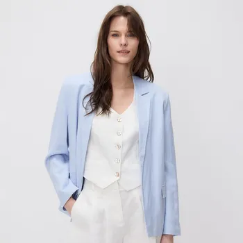 Dámské sako Reserved - Sako ze směsi lnu - bleděmodrá - 0989P-05X - 0989P-05X-XS