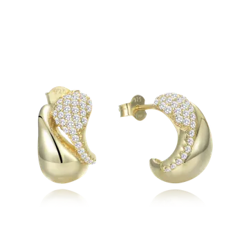 Náušnice MINET JMAN0642GE00 Pozlacené luxusní stříbrné náušnice s bílými zirkony