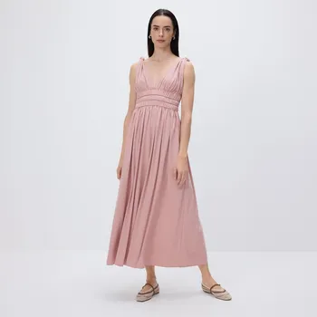 Dámské šaty Reserved - Maxi šaty s nabíráním - pudrově růžová - WW281-39X - WW281-39X-S