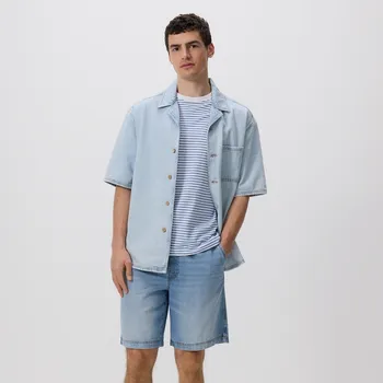 Pánské kalhoty Reserved - Džínové kraťasy jogger - modrá - YF676-50J - YF676-50J-36