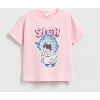 Dívčí tričko Reserved - Tričko s potiskem Inside Out - pastelově růžová - 544EX-03X - 544EX-03X-164