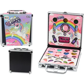 dětské šminky a malovátka Kosmetický set v kufříku s očními stíny, glitry a laky – černý