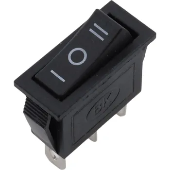 vypínač Kolébkový vypínač obdélníkový KCD3, ON-OFF-ON, 250V/16A Černá
