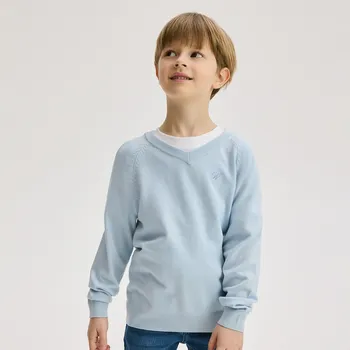 Chlapecké oblečení Reserved - Hladký svetr s vysokým podílem viskózy - bleděmodrá - 796BE-05X - 796BE-05X-158