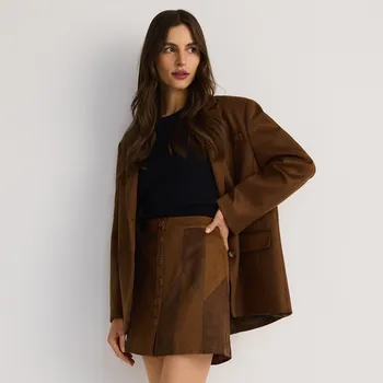 Dámská sukně Reserved - Sukně z imitace semiše - hnědá - ZN177-88X - ZN177-88X-S