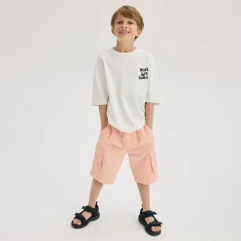 Chlapecké kalhoty Reserved - Bavlněné cargo kraťasy - broskvová - 249EA-24X - 249EA-24X-158