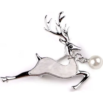 Brož Brož s broušenými kamínky a perlou jelen