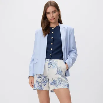 Dámské kraťasy Reserved - Vzorované bavlněné šortky - modrá - 970DR-55X - 970DR-55X-XL