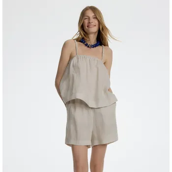 Dámské kraťasy Reserved - Lněné šortky - béžová - 565EI-08X - 565EI-08X-S