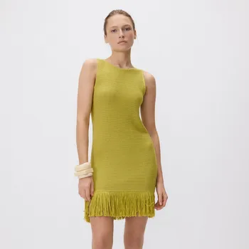 Dámské šaty Reserved - Šaty s třásňovým lemem - světle olivová - 065GP-81X - 065GP-81X-L