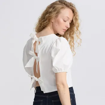 Dámské tričko Reserved - Halenka se zavazováním vzadu - bílá - 436FS-00X - 436FS-00X-L