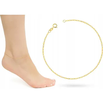 Náramek ZLATÝ NÁRAMEK NA NOHU KOTNÍK au 585 14k Řetízek Káva Plíšky