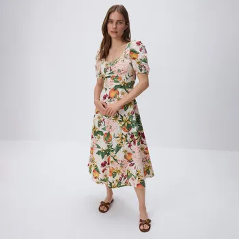 Dámské šaty Reserved - Vzorované midi šaty - vícebarevná - WP836-MLC - WP836-MLC-M