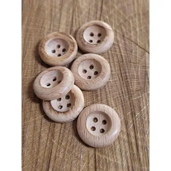 Knoflík Dřevěný knoflík čtyřdírkový barva přírodní