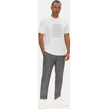 Pánské tričko BOSS T-Shirt Tee Print Striped C 50537845 Bílá Relaxed Fit XL