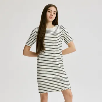 Dívčí oblečení Reserved - Proužkované šaty - krémová - 172EX-01X - 172EX-01X-U15