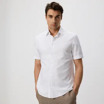 Pánská košile Reserved - Košile regular fit s vysokým podílem bavlny - bílá - 198DV-00X - 198DV-00X-L