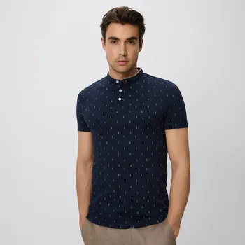 Pánské tričko Reserved - Bavlněné polo košile střihu regular - tmavomodrá - 847DI-59X - 847DI-59X-S