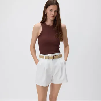 Reserved - Šortky s pleteným páskem - bílá - 169BP-00X - 169BP-00X-L