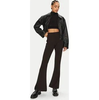 Dámské kalhoty Gina Tricot Kalhoty z materiálu Slim Bootcut Trousers 22856 Černá Bootcut Fit 38