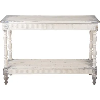 Konferenční stolek Bílý antik dřevěný konzolový stůl Giorgína - 110*35*78 cm