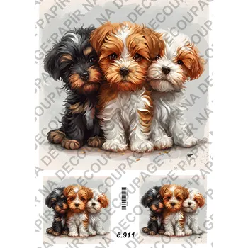 Výtvarný papír Rýžový a soft papír na decoupage - Štěnátka - KB0911 Materiál: Rýžový papír, Rozměr: A4