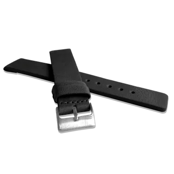 Řemínek na hodinky LAVVU Černý hladký řemínek PLAIN z luxusní kůže Top Grain - 18 LSCUB18