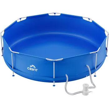 CRIVIT Bazén s ocelovým rámem a filtračním zařízením, 300 x 76 cm