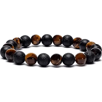 Náramek Milujeme Kameny Lávový kámen a tygří oko - náramek kulička NKT1140 328857