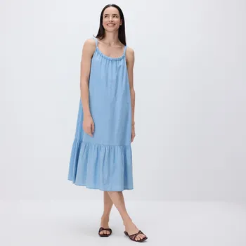 Dámské šaty Reserved - Šaty s příměsí lnu - modrá - 9281H-05J - 9281H-05J-M