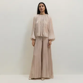 Reserved - Kalhoty palazzo - pastelově růžová - 454EN-03X - 454EN-03X-L