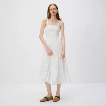 Dámské šaty Reserved - Ažurové midi šaty - bílá - XJ082-00X - XJ082-00X-L