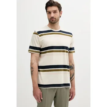 Pánské tričko Bavlněné tričko Barbour Golborne Stripe Relaxed Fit T-Shirt pánské, béžová barva, MTS1409 01X, vel. M